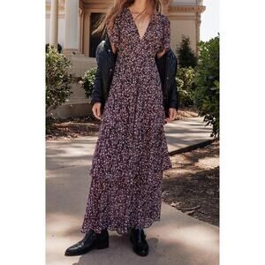 Z Supply Floral Midi Dress - Black and Pink